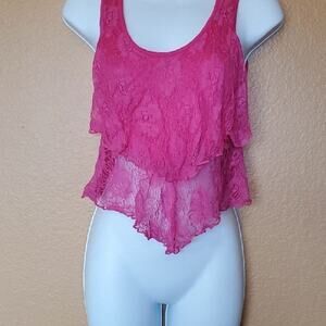 cute pink short mesh shirt for women S